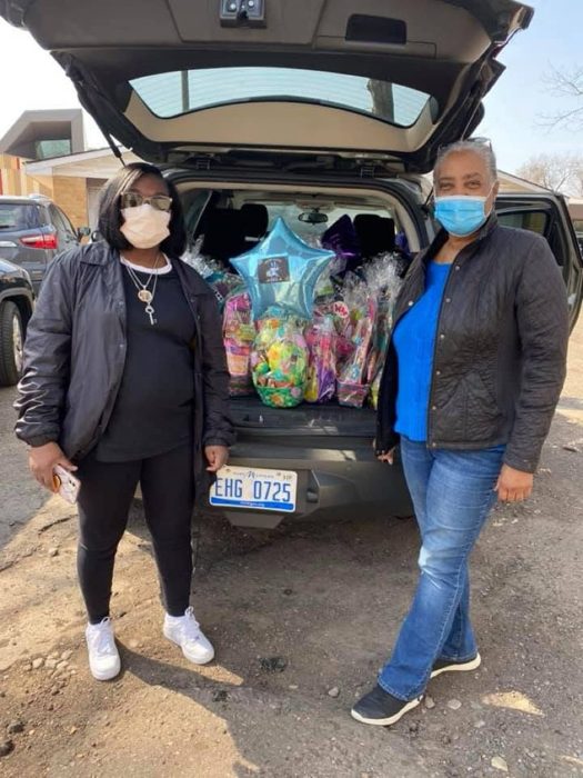 Easter baskets loaded up and ready for families.