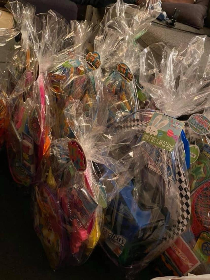 Wrapped Easter baskets